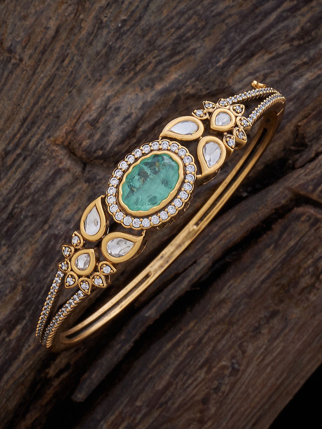 

Kushal's Fashion Jewellery Kundan Kada Bracelet, Gold