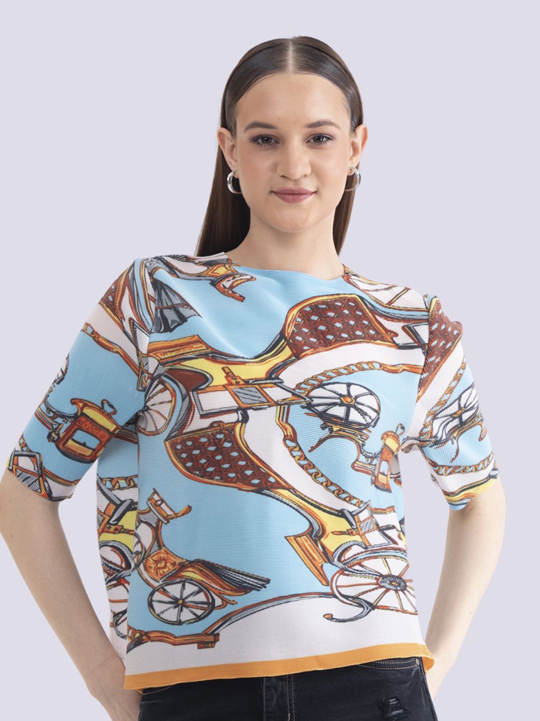 

Albion By CnM Women Abstract Printed Round Neck Top, Multi
