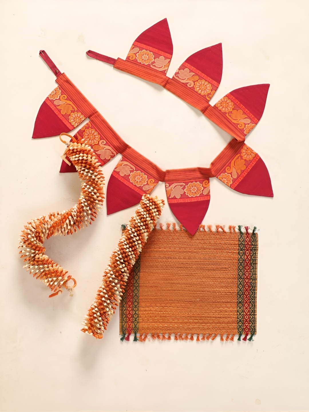 

Peepul Tree Maroon & Mustard Yellow 4 Pieces Toran & Aasan Festive Decors