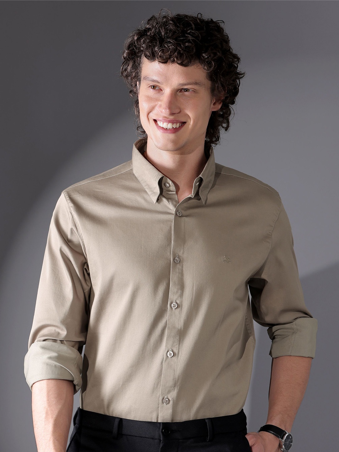 

Beyoung Men Solid Formal Shirt, Beige