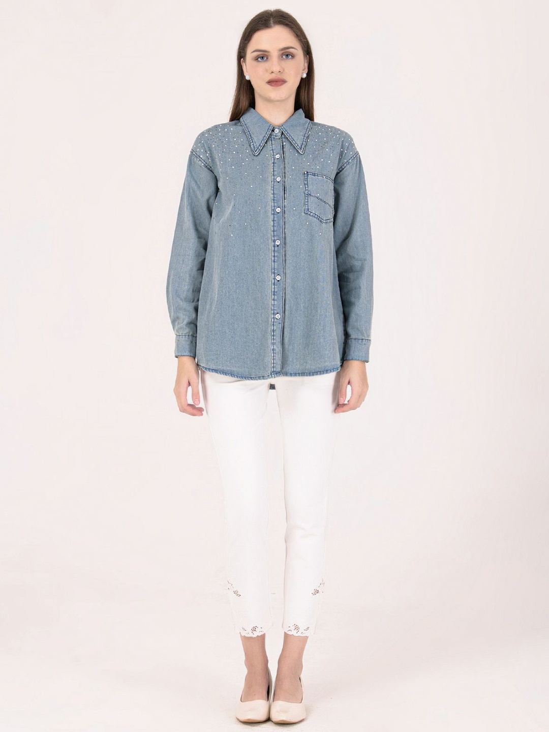 

Albion By CnM Cotton Shirt Style Top, Grey