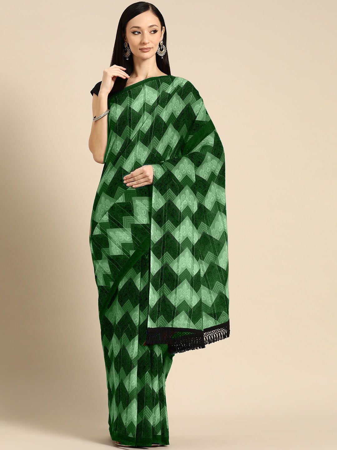 

BUTA BUTI Pure Cotton Saree, Green