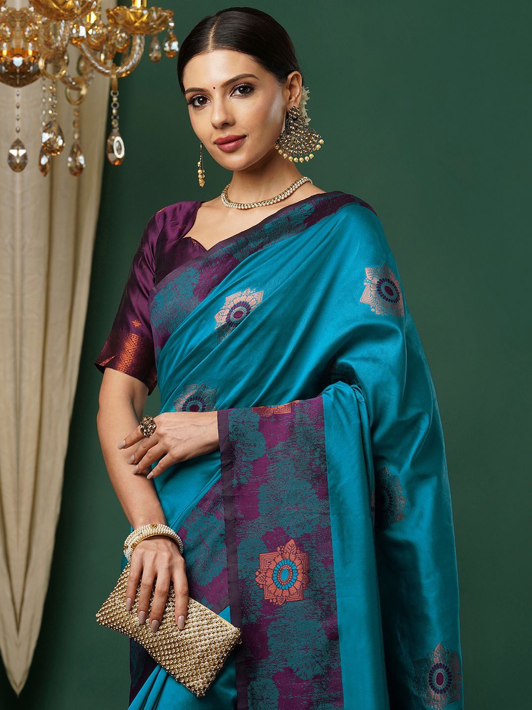 

Mitera Ethnic Motifs Zari Pure Silk Banarasi Saree, Blue