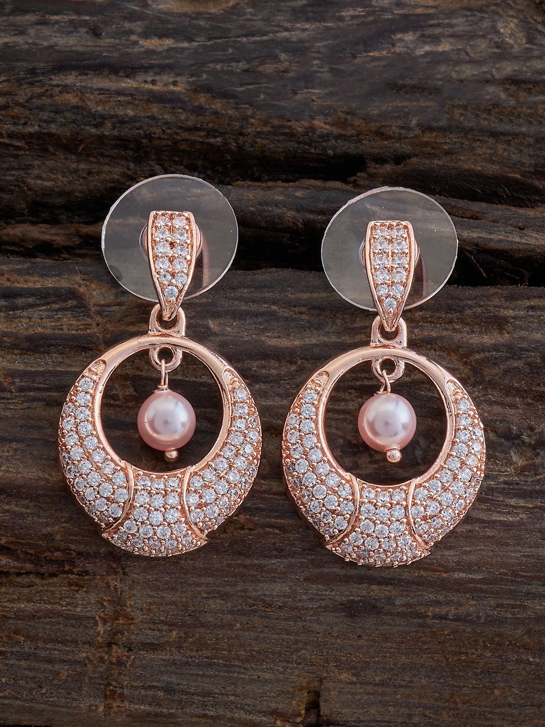 

Kushal's Fashion Jewellery Rose Gold Plated Crescent Shaped Drop Earrings