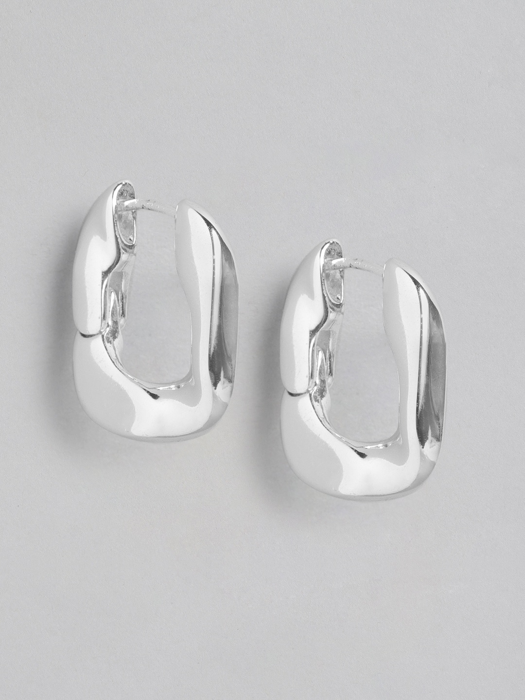 

Forever New Signature Safia Small Link Silver-Plated Geometric Hoop Earrings