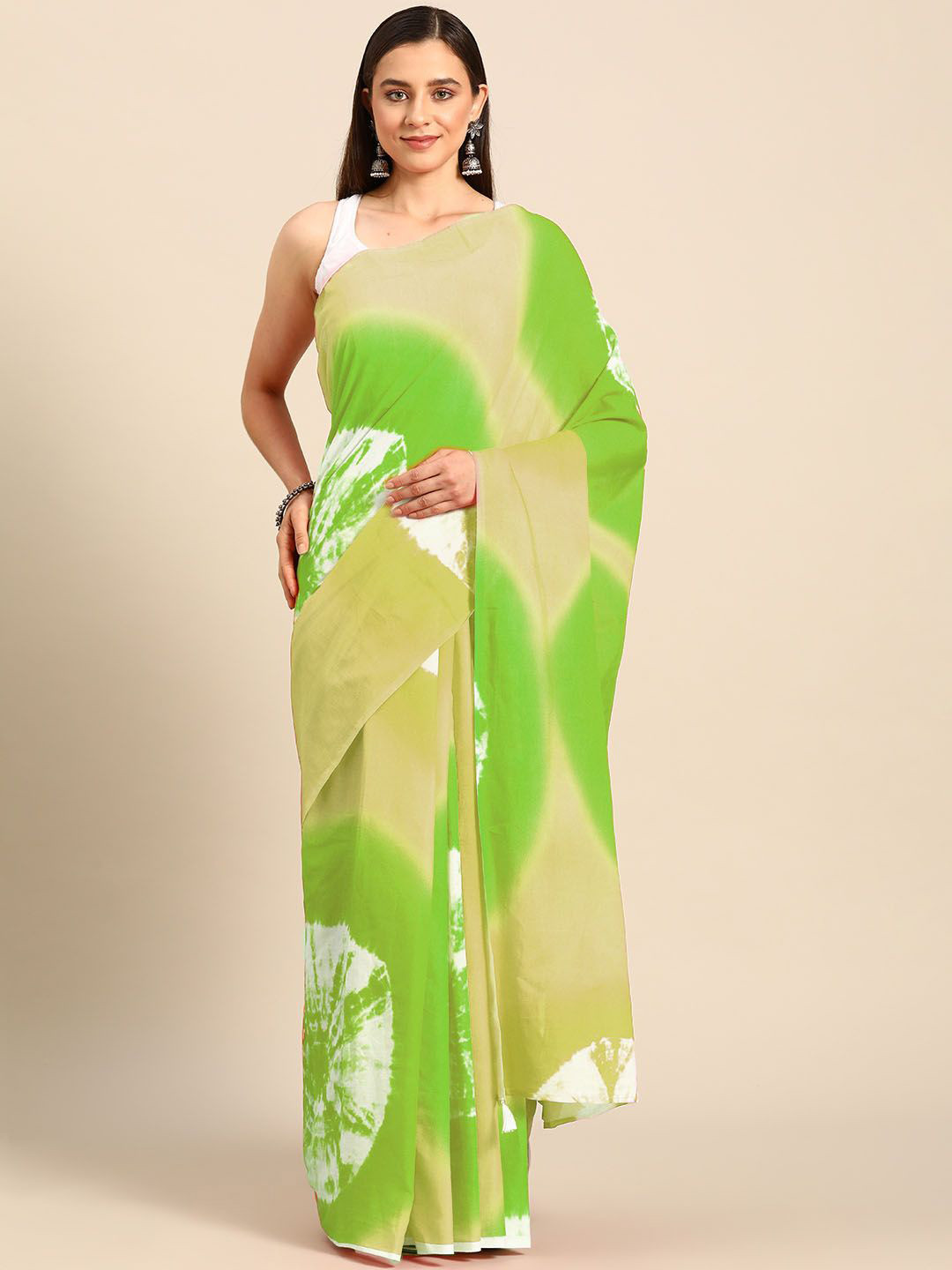 

BUTA BUTI Tie and Dye Pure Cotton Saree, Green