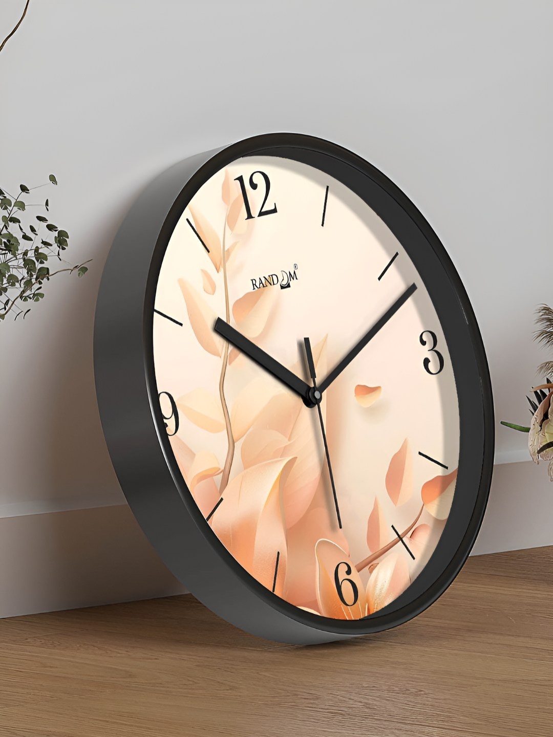 

RANDOM Printed Round Shaped Sweep Silent Movement Contemporary Wall Clock, Black