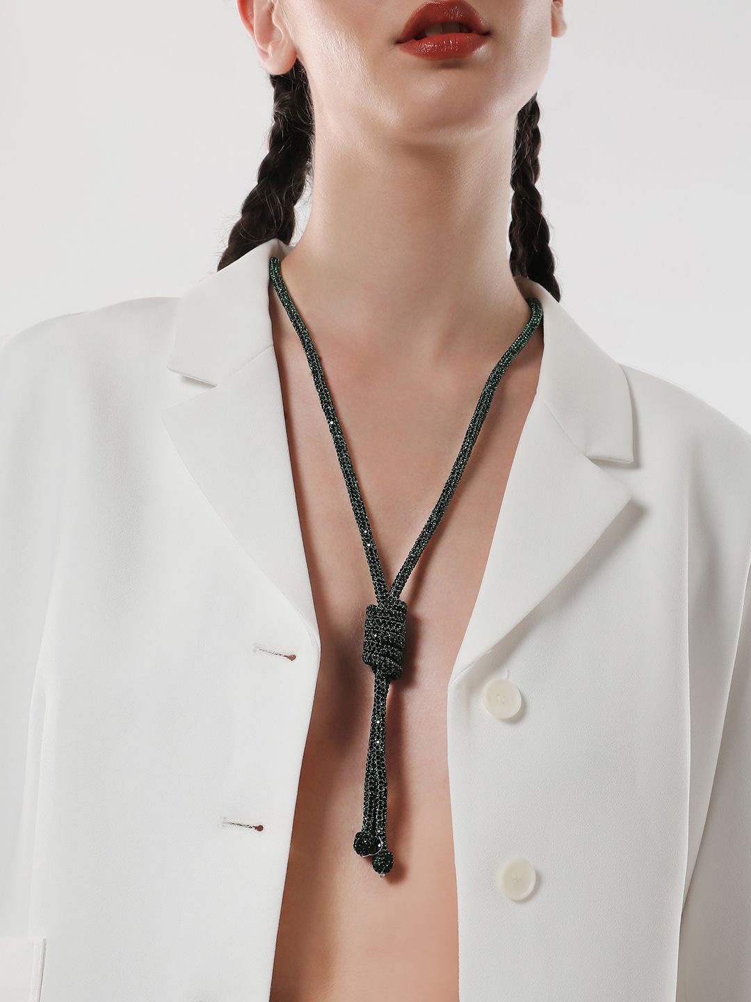 

SOHI The Jingle Sautoir Stones Studded Necklace, Green