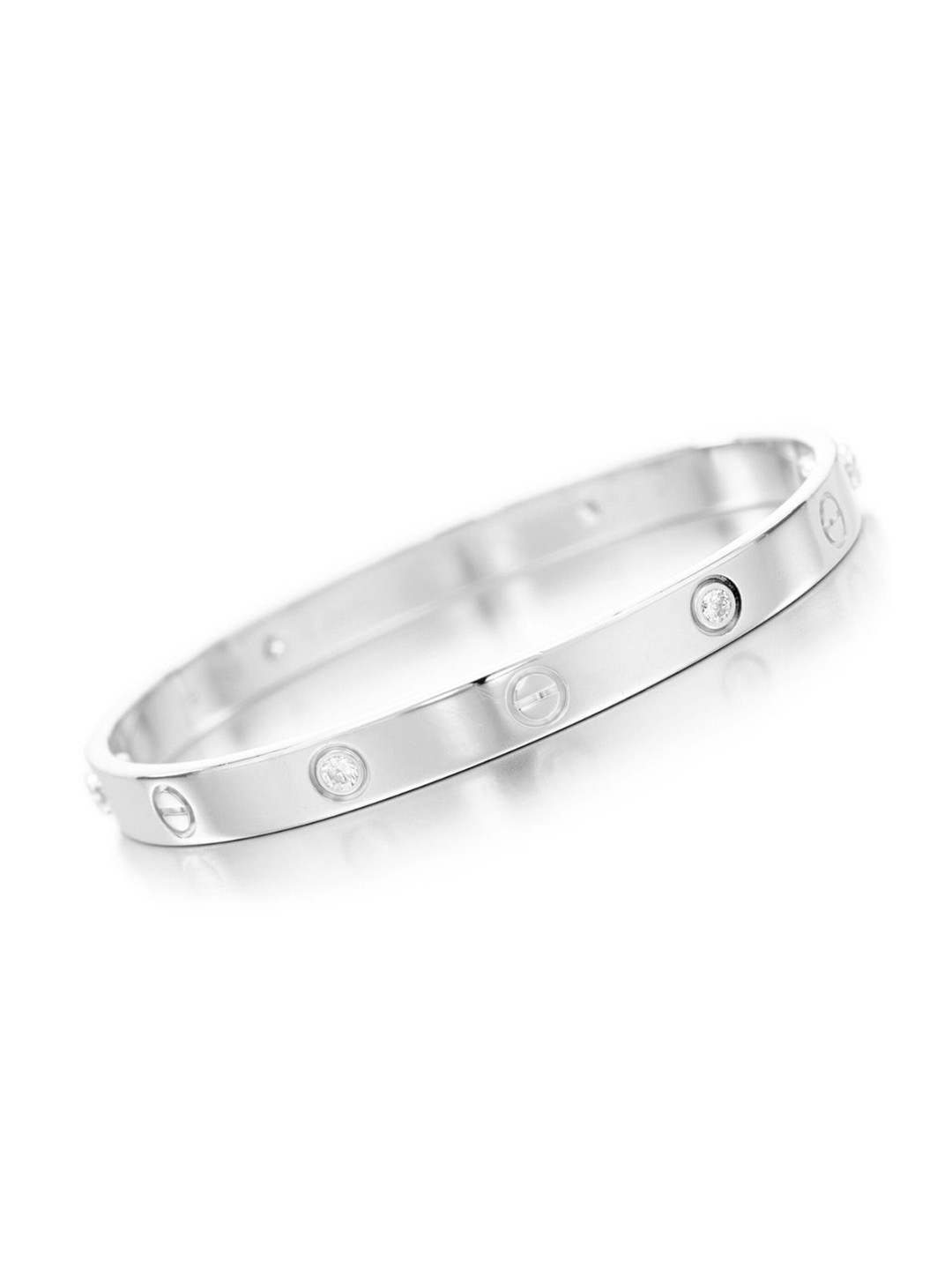 

SALVE Stainless Steel Cubic Zirconia Kada Bracelet, Silver