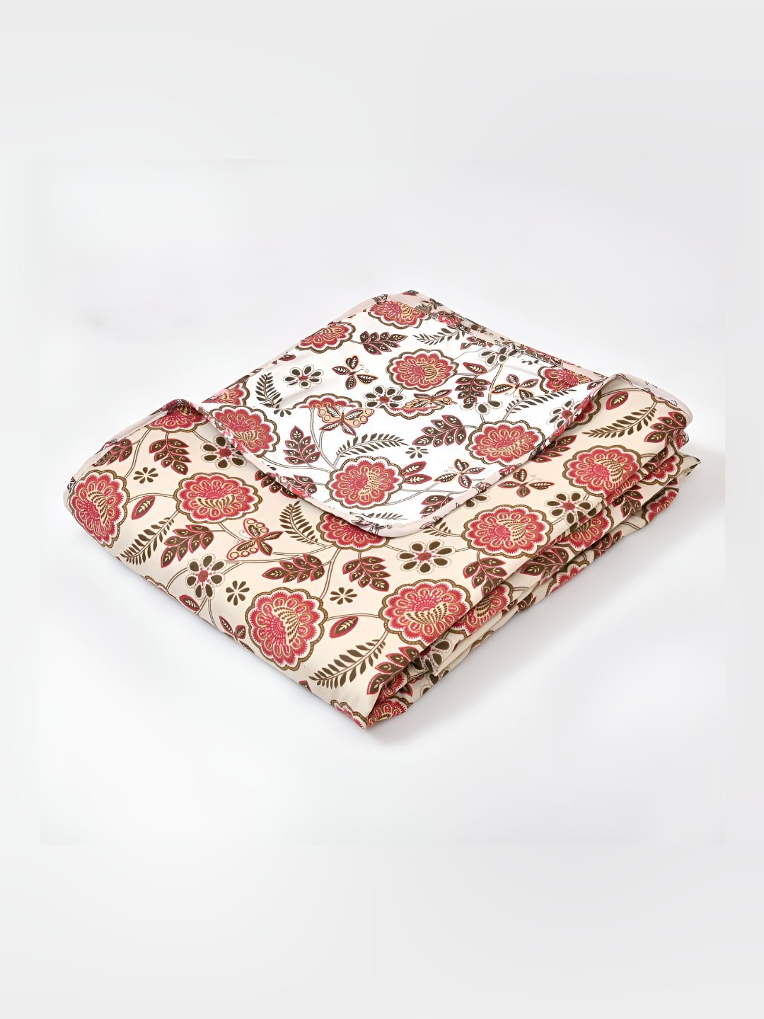 

Jinaya's Red & White Floral Printed Cotton AC Room 300 GSM Reversible Double Bed Dohar