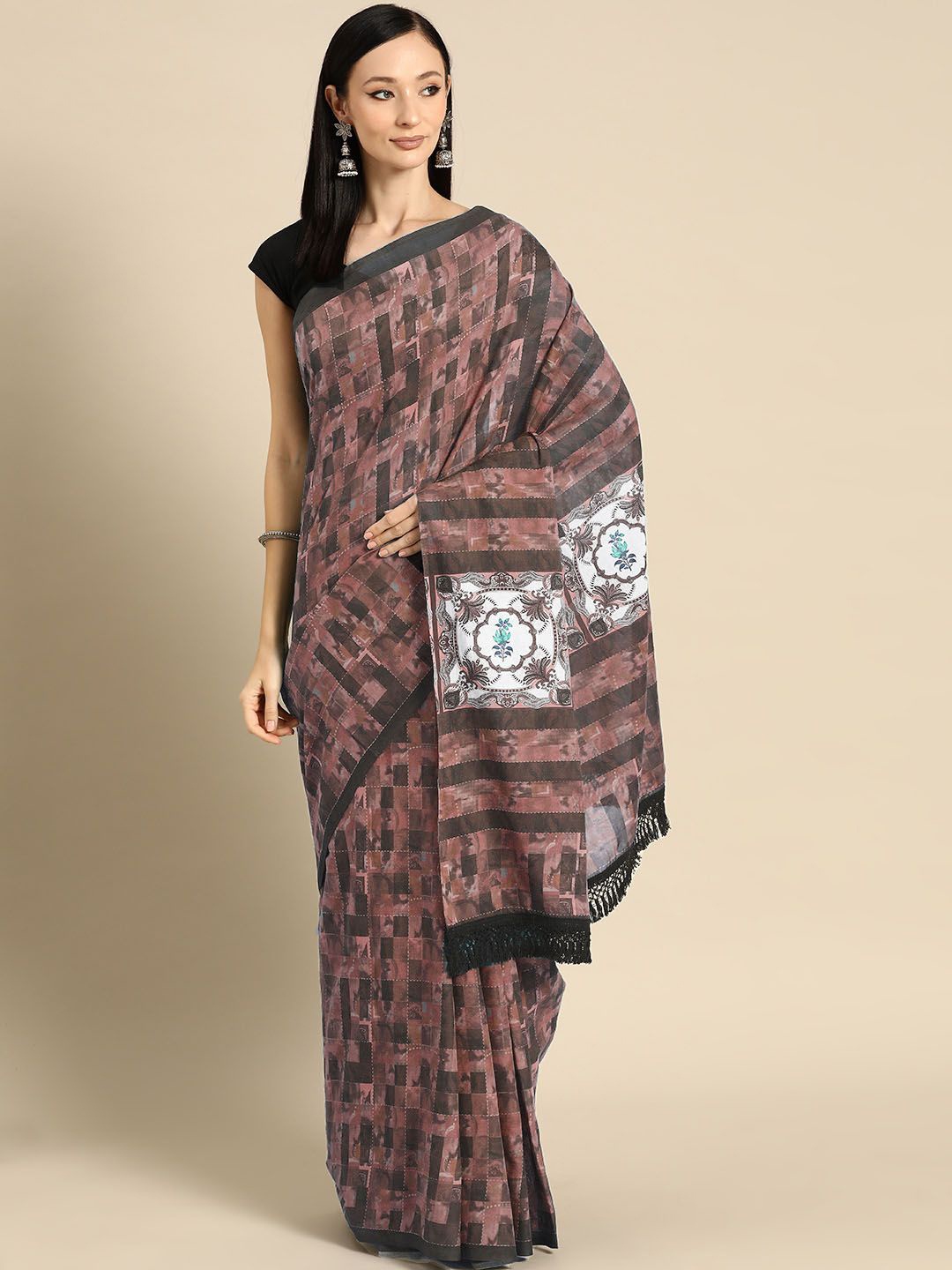 

BUTA BUTI Pure Cotton Saree, Rust