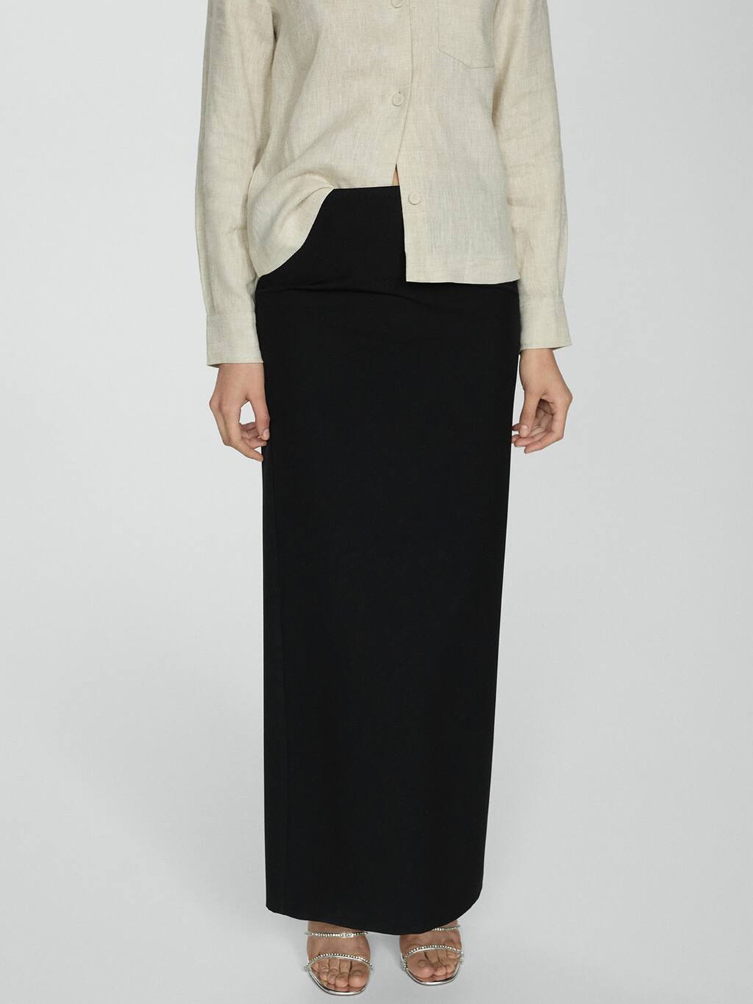 

MANGO Straight Maxi Skirt, Black