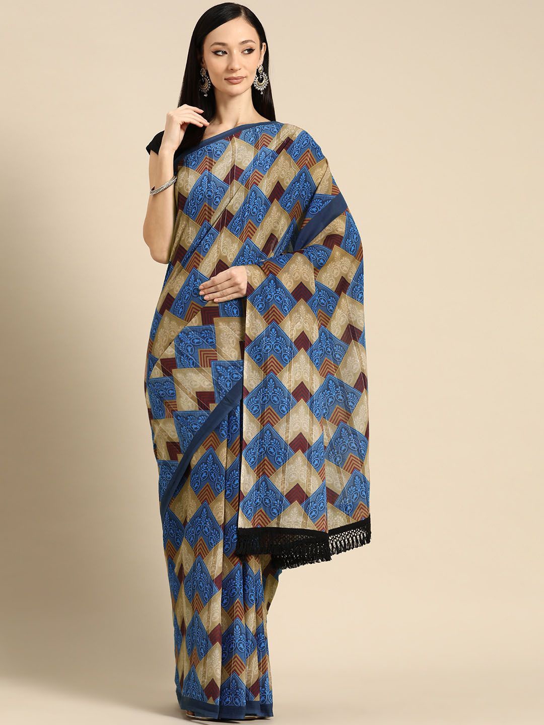 

BUTA BUTI Pure Cotton Saree, Blue