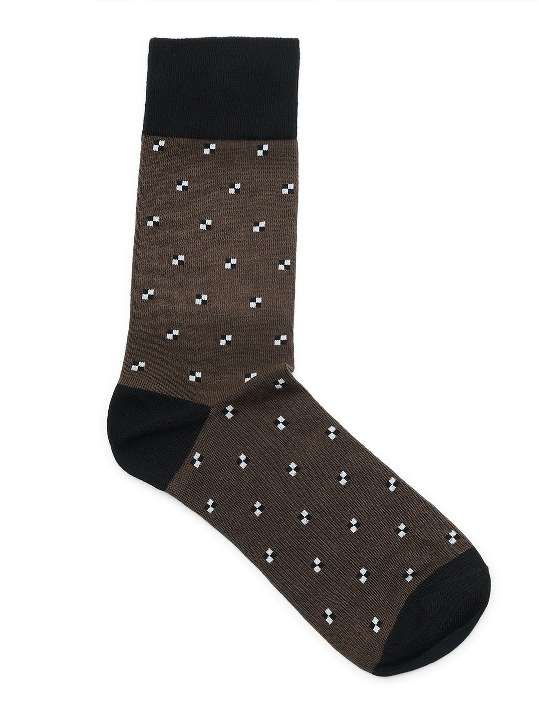 

Arrow Men Geometric Patterned Pure Cotton Crew-Length Socks, Brown