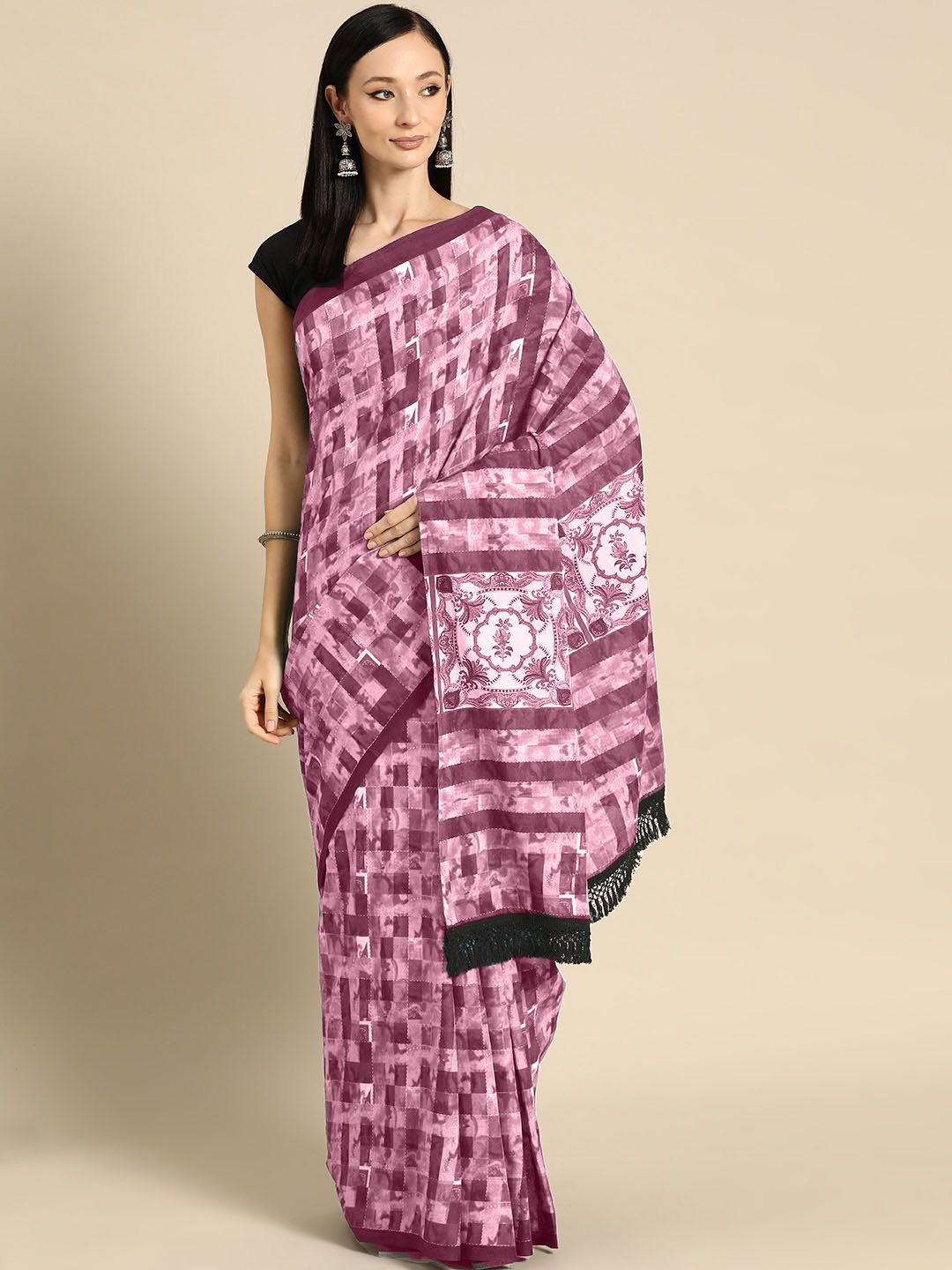 

BUTA BUTI Pure Cotton Saree, Pink