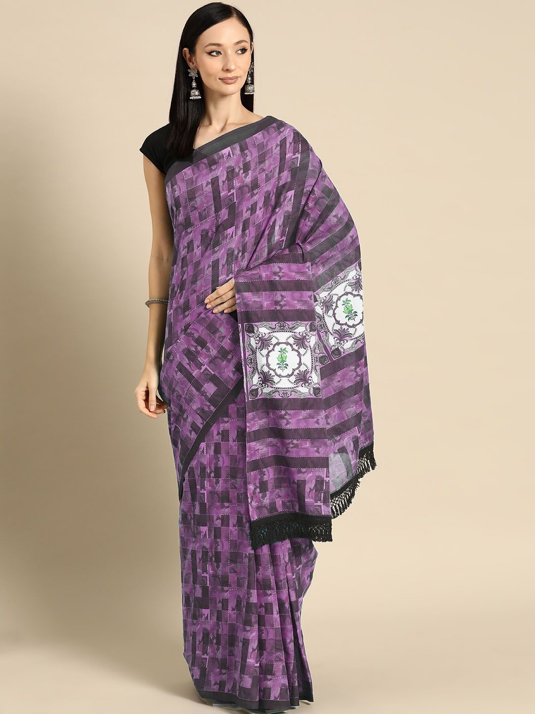 

BUTA BUTI Pure Cotton Saree, Pink