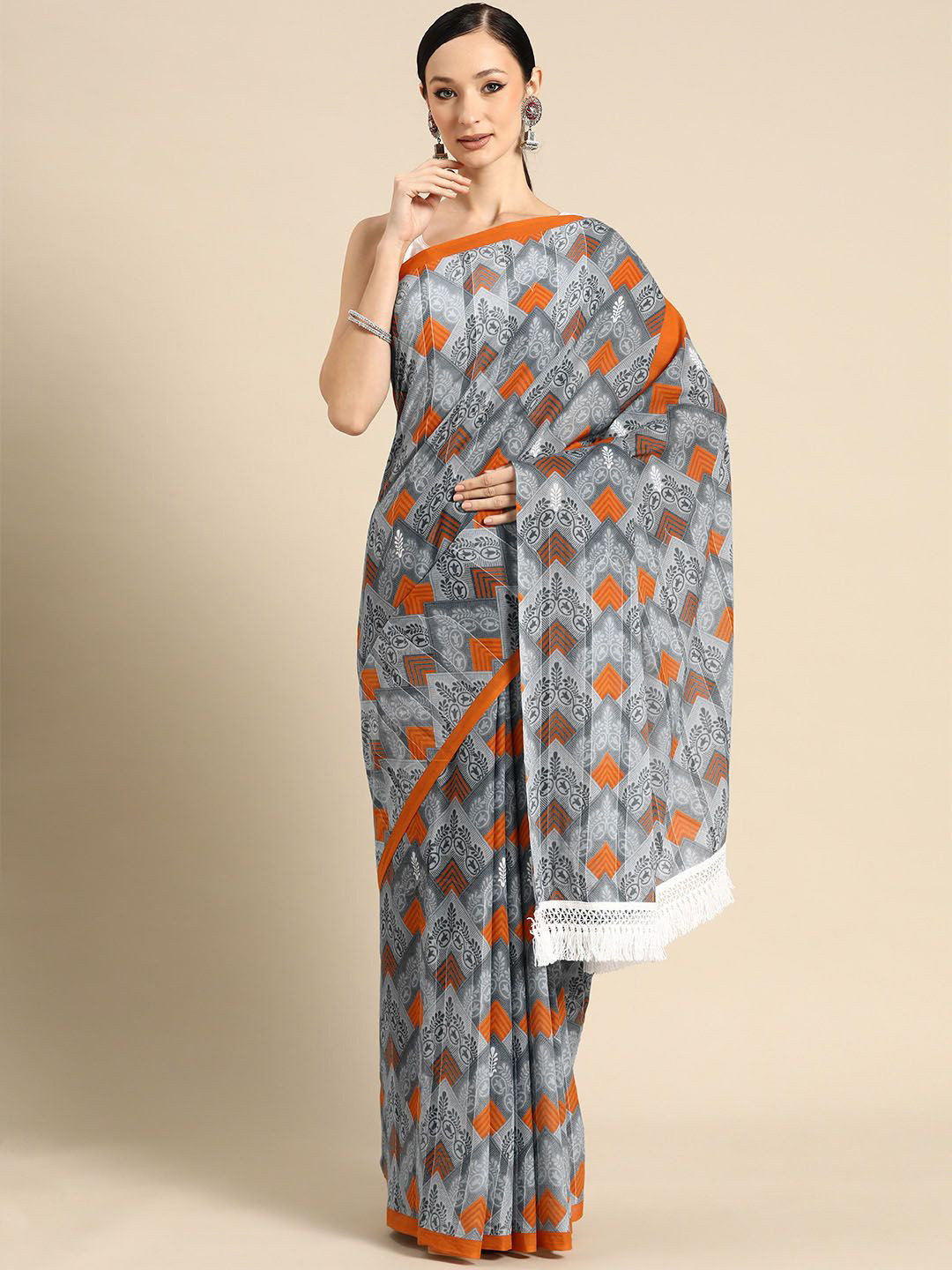 

BUTA BUTI Pure Cotton Saree, Black