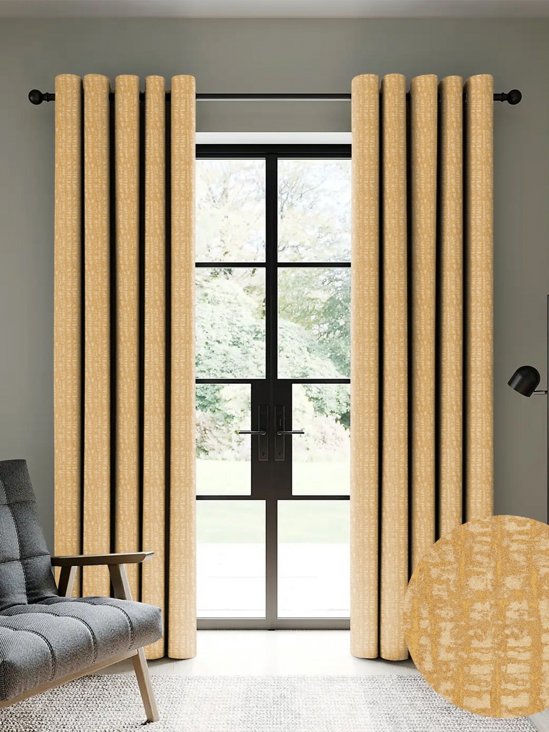 

Nefertiti Home Yellow 2 Pieces Black Out Door Curtain