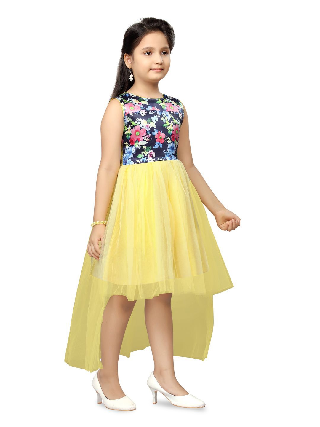 

BAESD Floral Print Net Fit & Flare Dress, Yellow