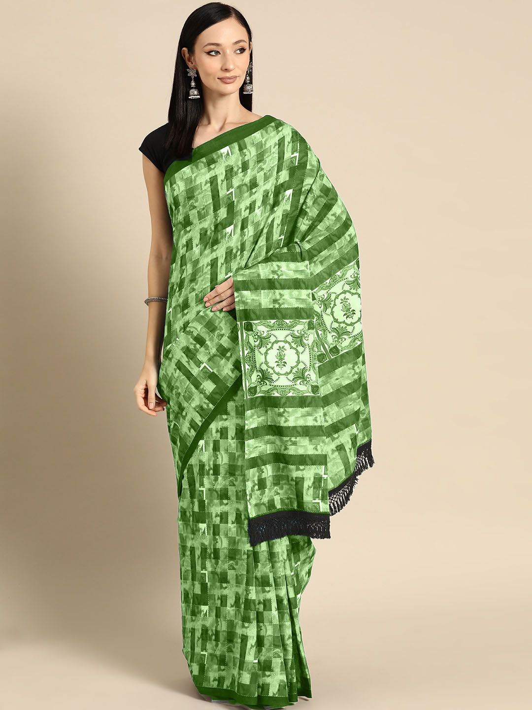 

BUTA BUTI Pure Cotton Saree, Green