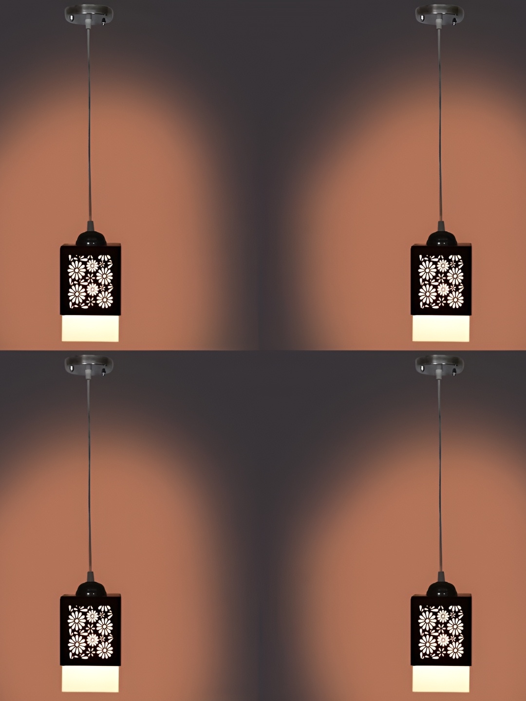 

Afast Black & White 4 Pieces Floral Pattern Rectangle Wooden Ceiling Lamp