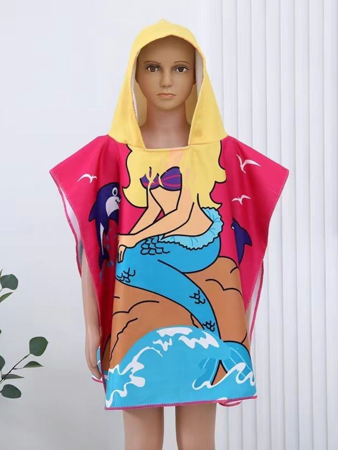 

Butterthief Kids Yellow & Blue Printed Cotton 210 GSM Poncho Bath Towel