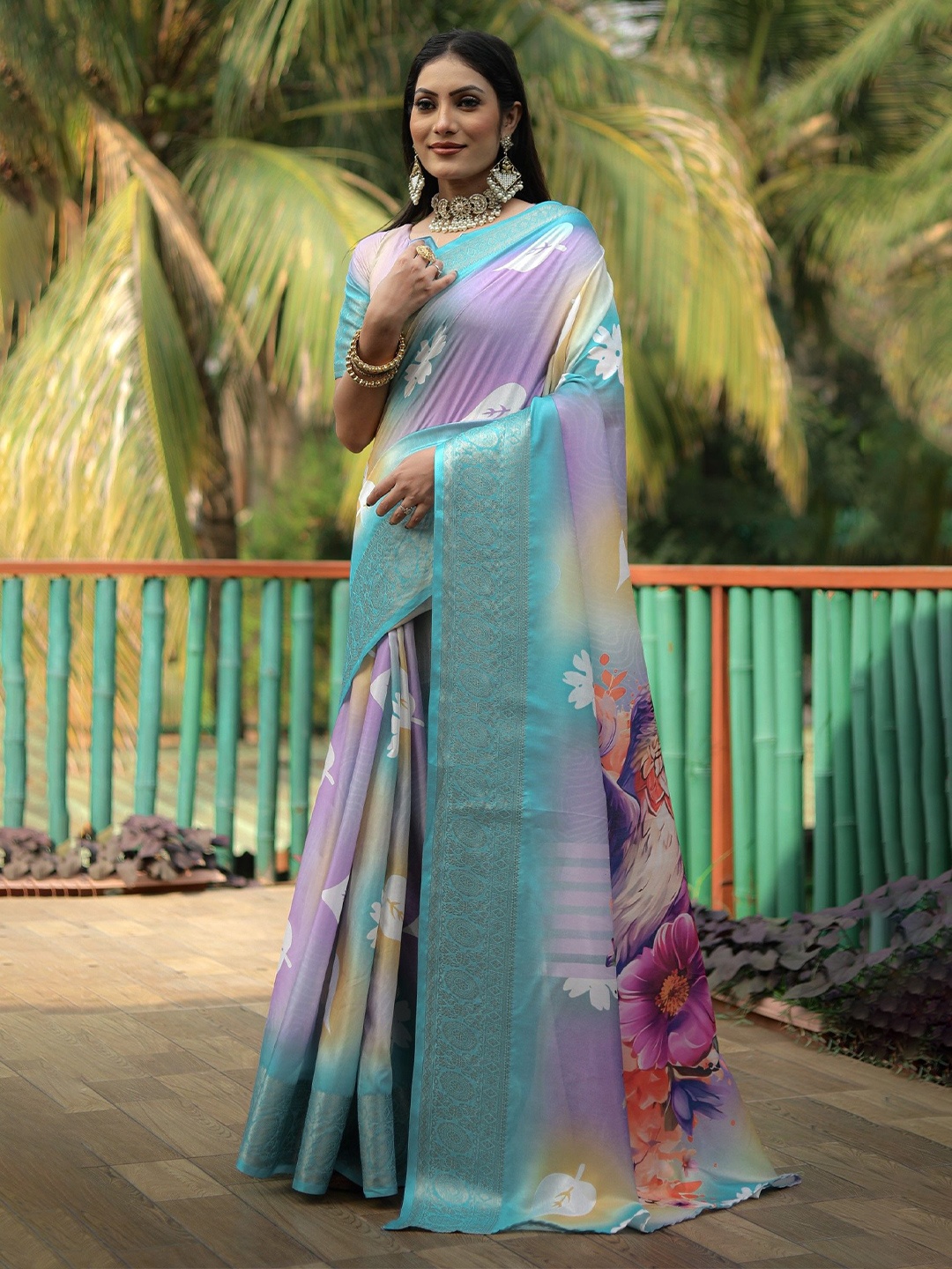 

Anaita Floral Zari Pure Silk Saree, Blue