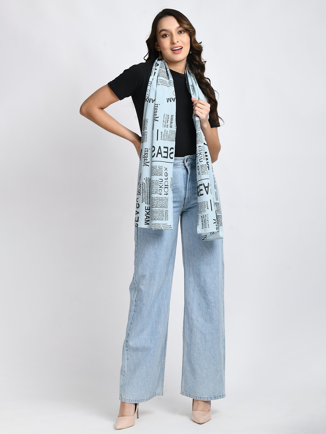 

V&M Women Printed Scarf, Grey
