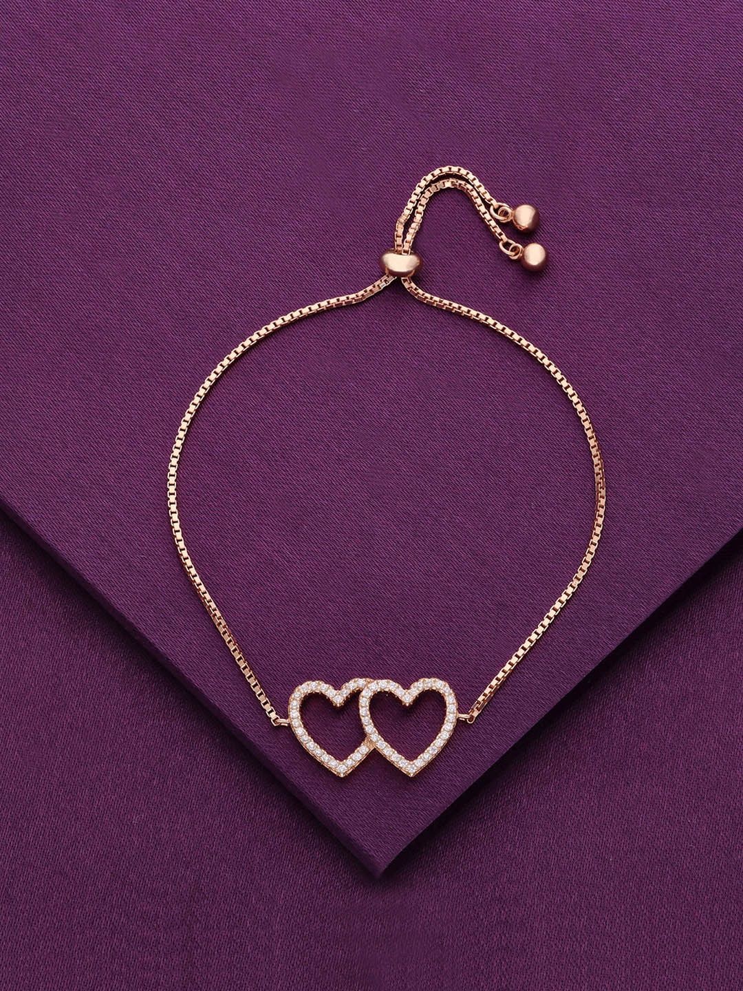 

KAI JEWEL Sterling Silver Rose Gold-Plated Cubic Zirconia Wraparound Bracelet