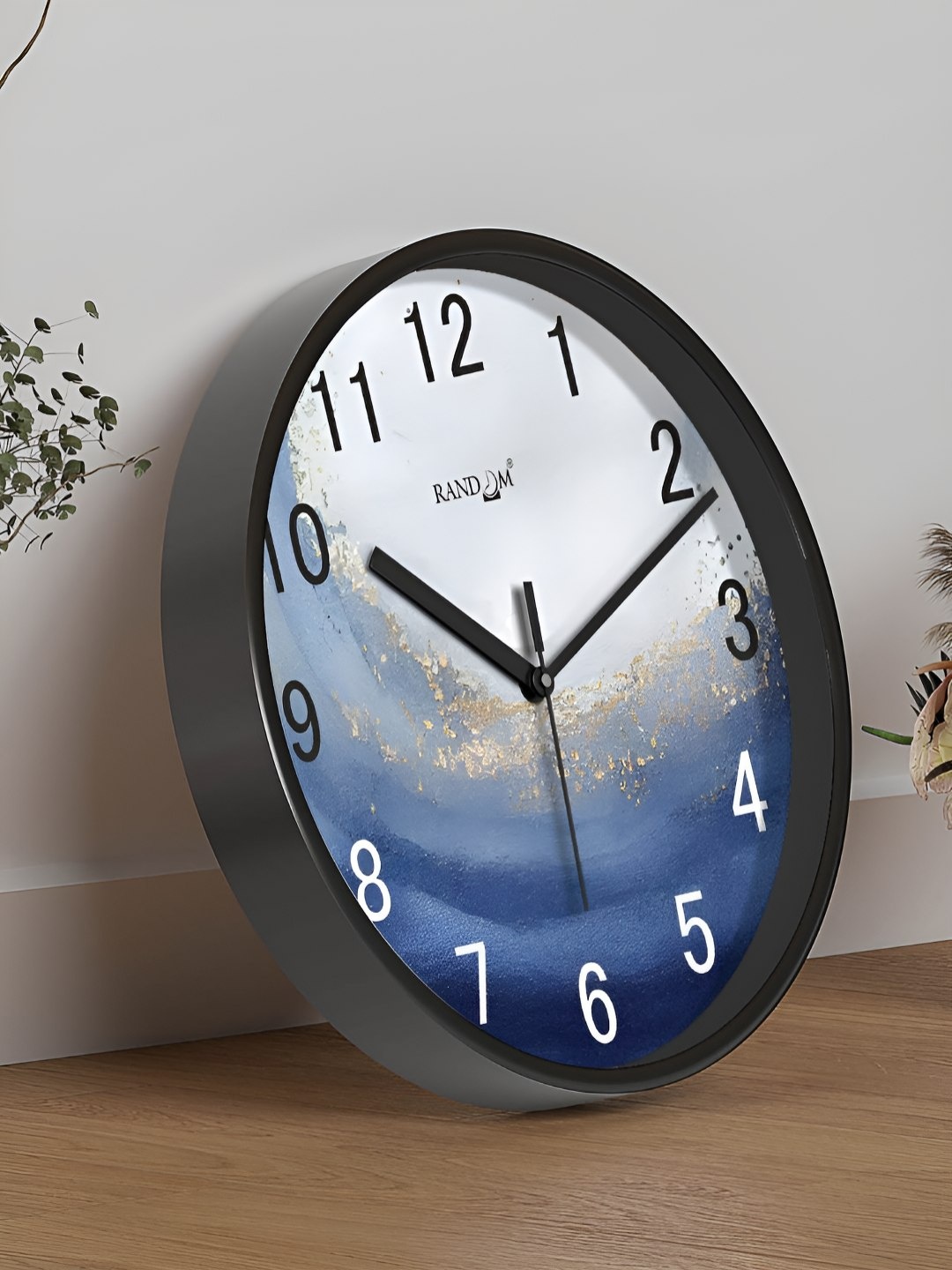 

RANDOM Printed Round Shaped Sweep Silent Movement Contemporary Wall Clock, Black