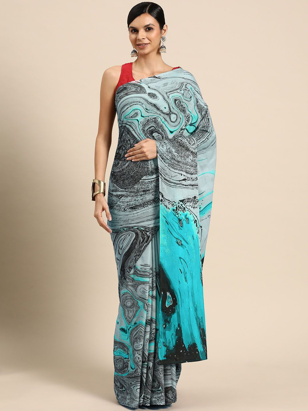 

BUTA BUTI Pure Cotton Saree, Blue