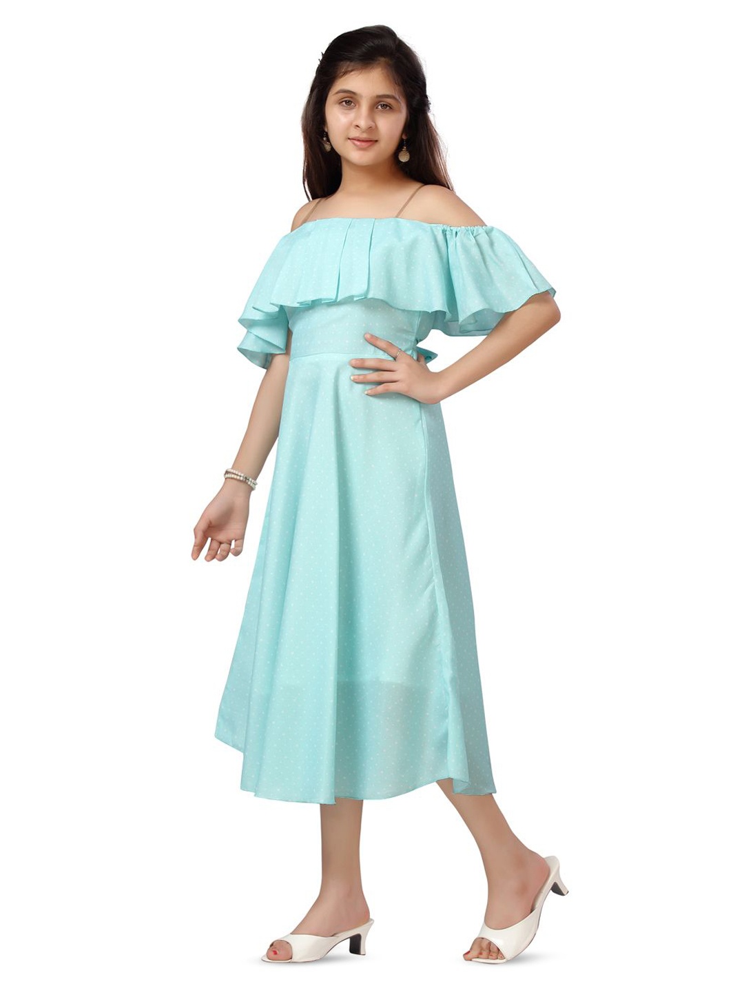 

BAESD Off-Shoulder A-Line Midi Dress, Turquoise blue