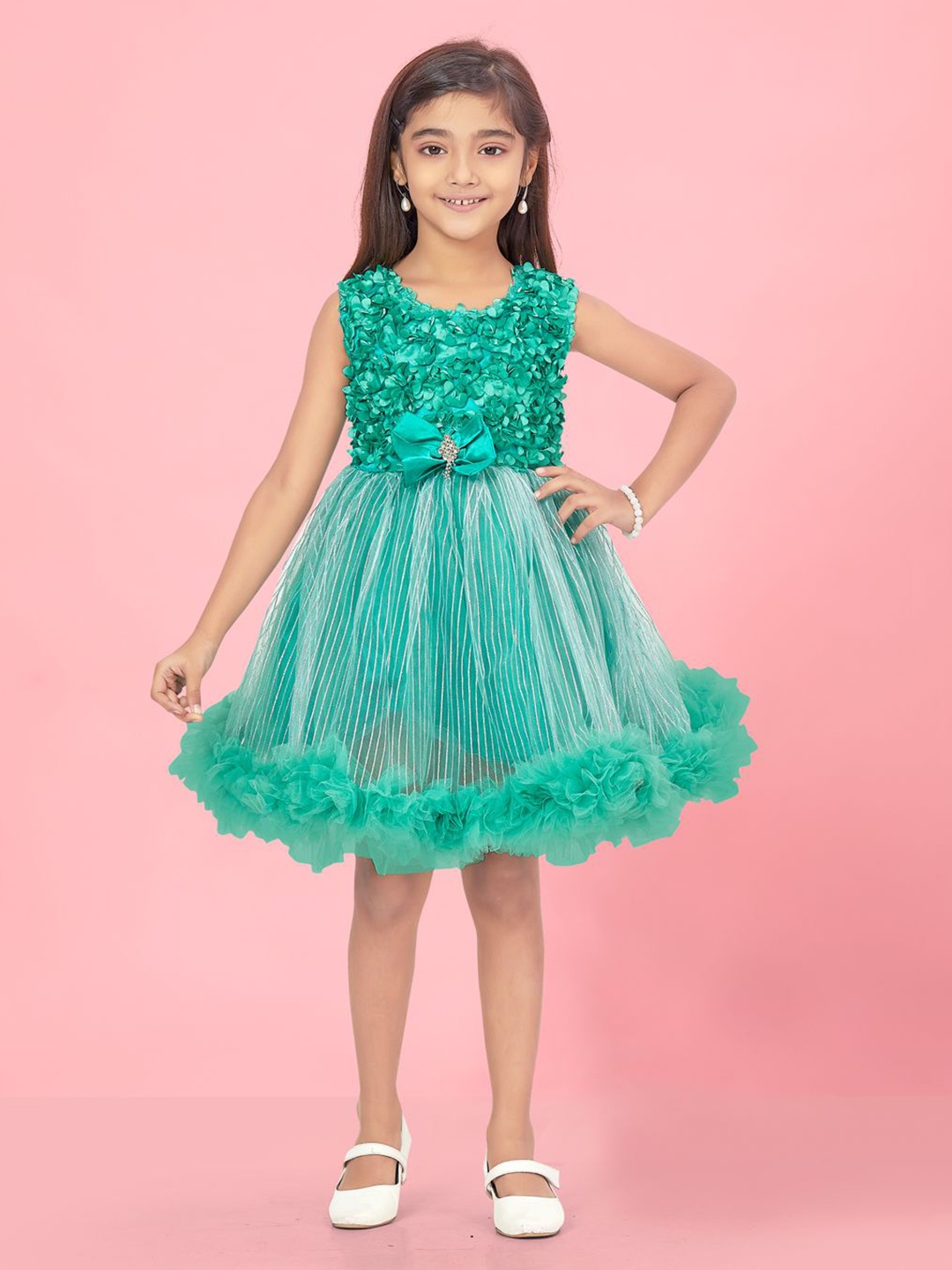 

BAESD Net Fit & Flare Dress, Green