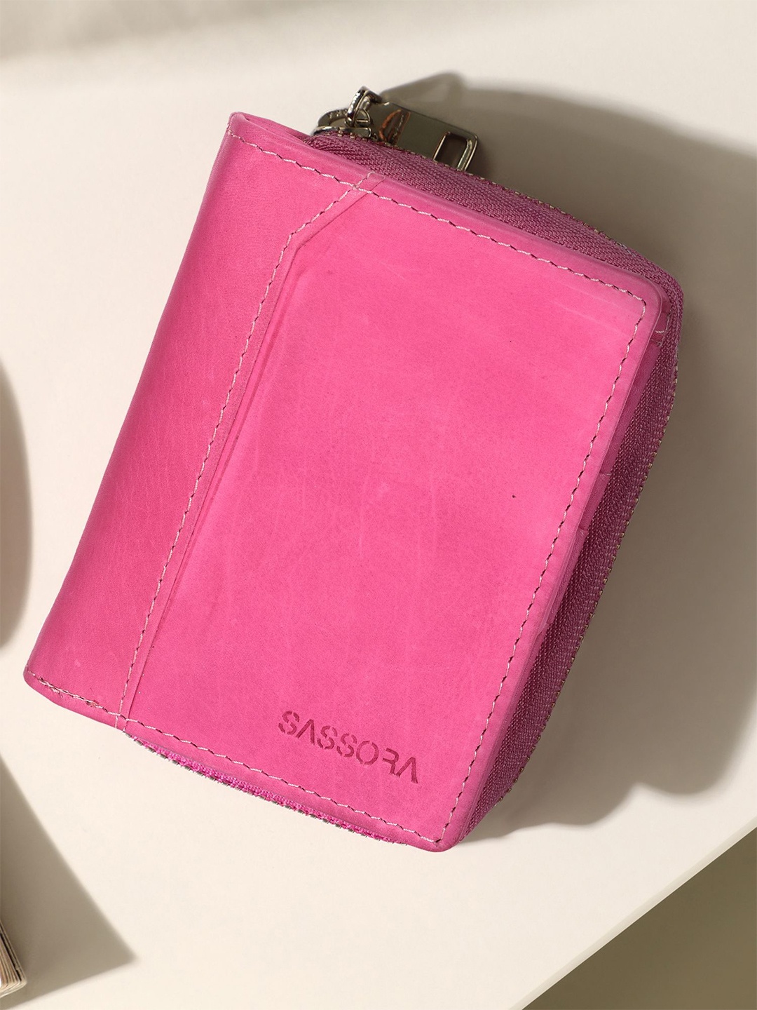 

Sassora Women Leather Two Fold Wallet, Pink