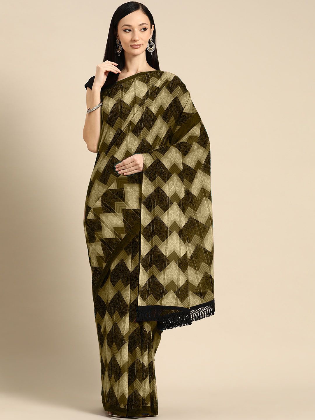 

BUTA BUTI Ethnic Motifs Pure Cotton Saree, Mustard