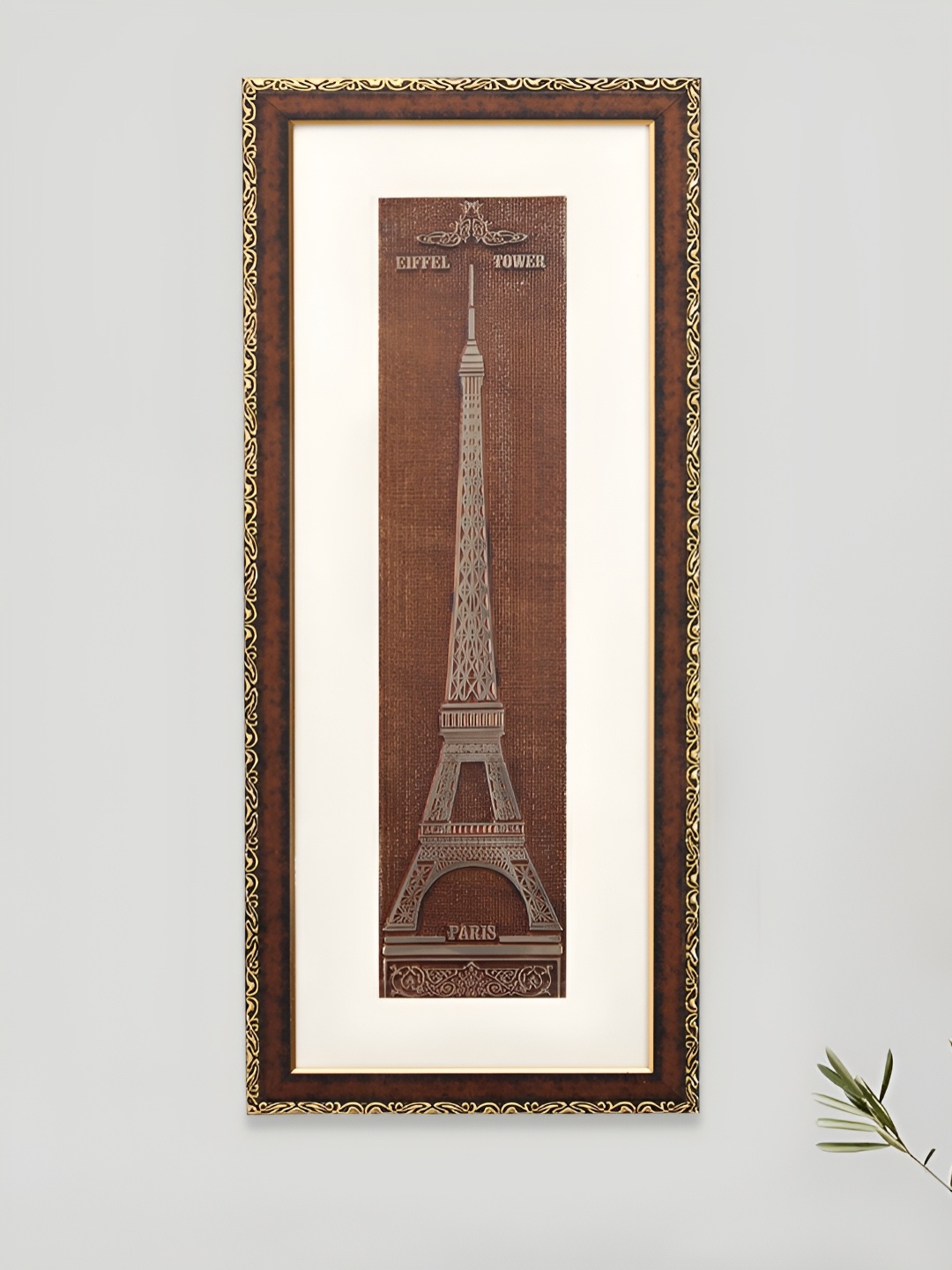 

SHREE KALA HOME DECOR Gold Toned & Brown Eiffel Tower Wooden Wall Art