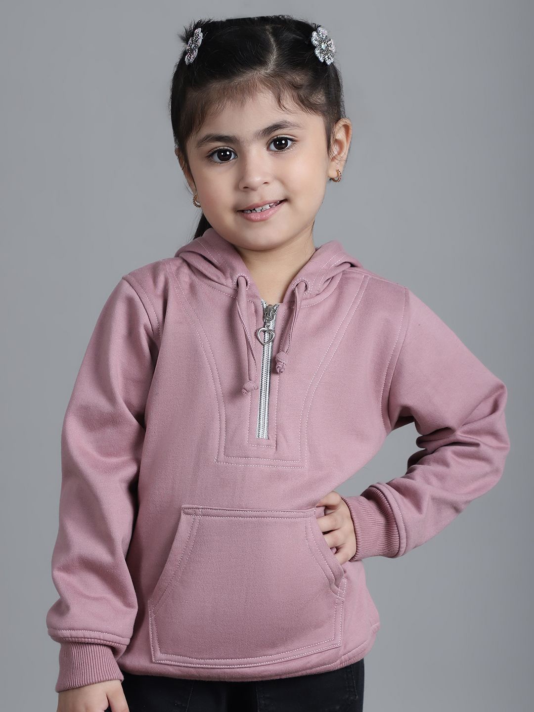 

MINI & MING the winter wardrobe Girls Solid Hooded Sweatshirt, Lavender