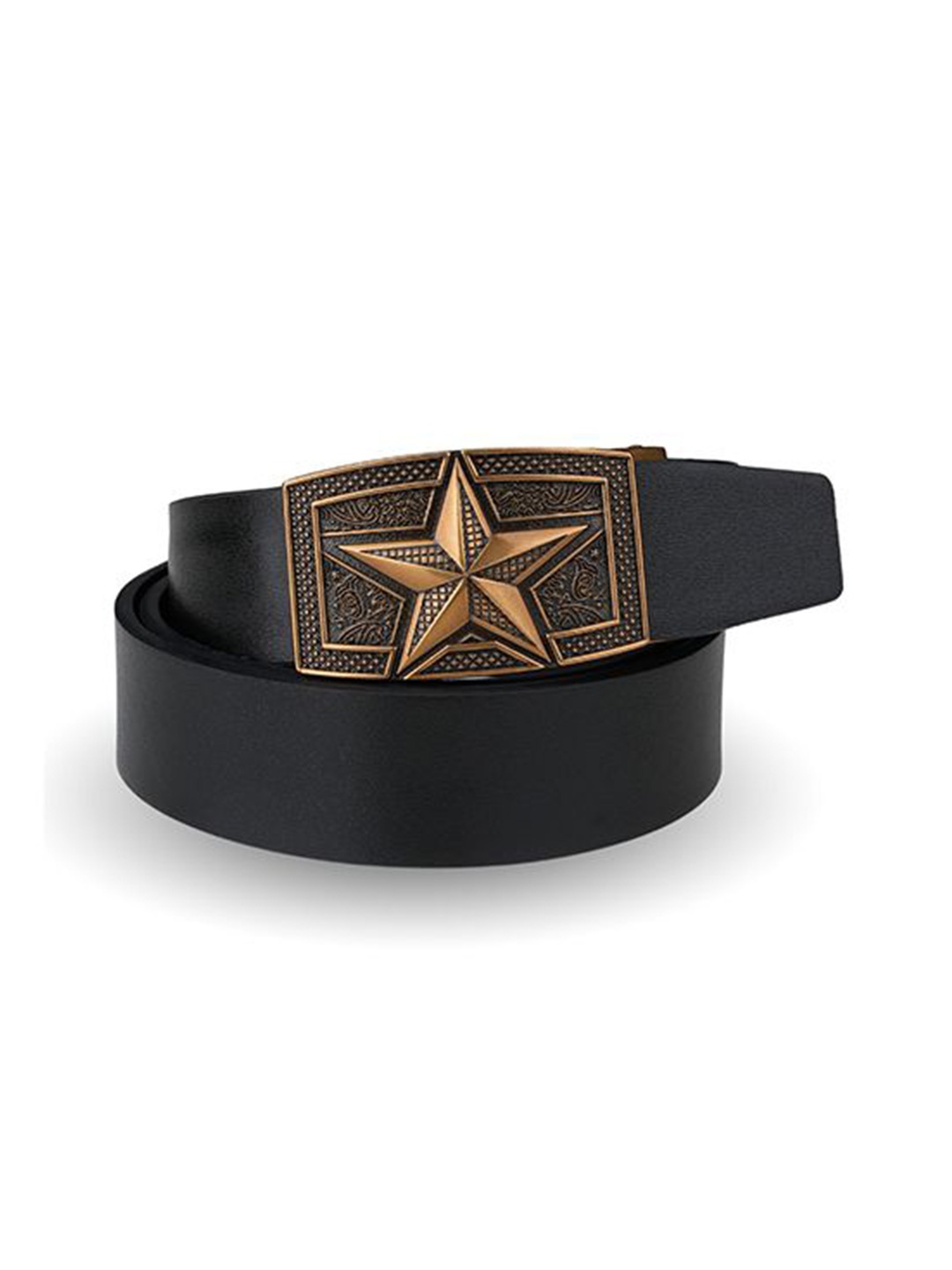 

Lulala Men Textured Leather Belt, Black