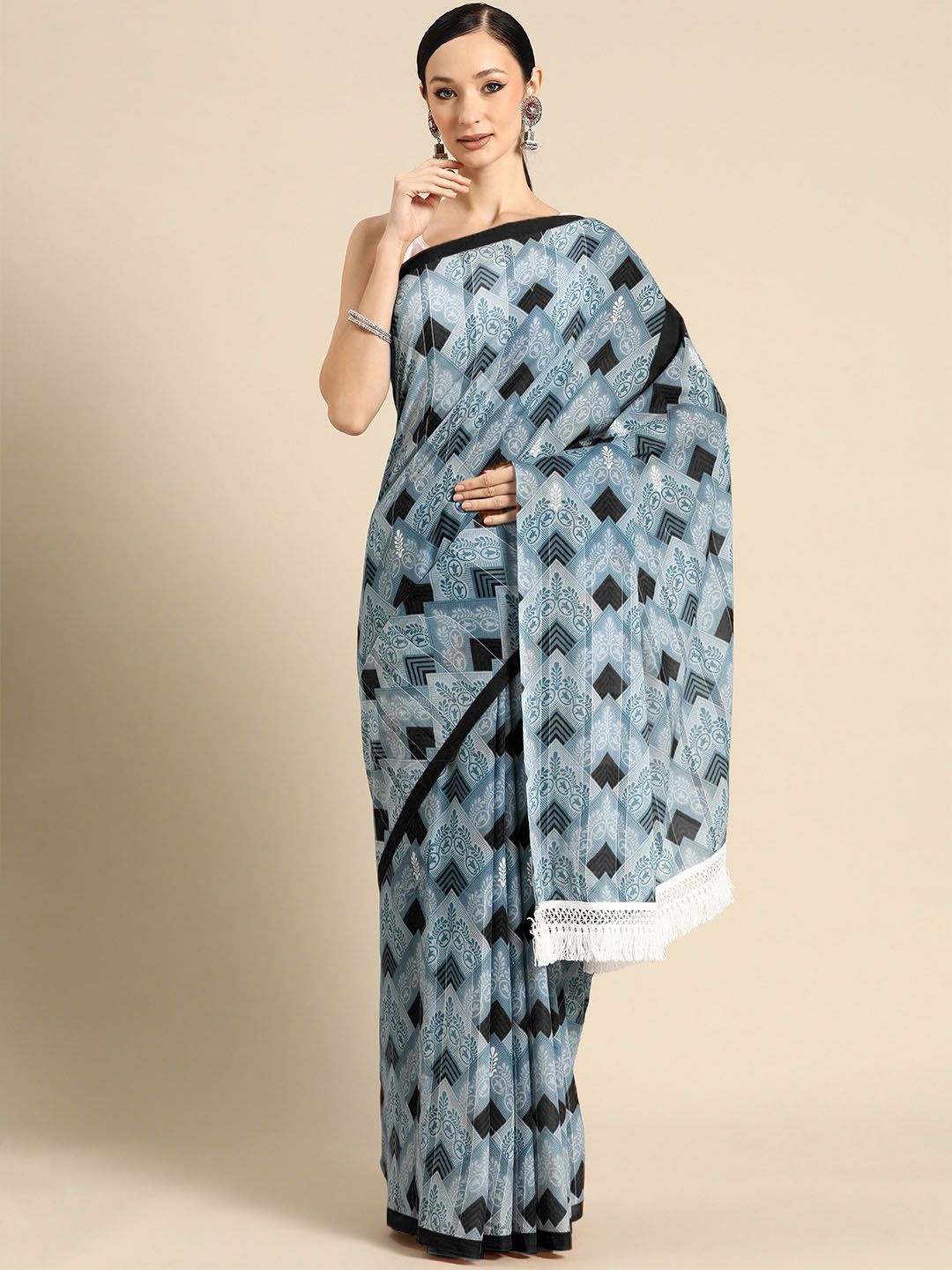 

BUTA BUTI Pure Cotton Saree, Blue