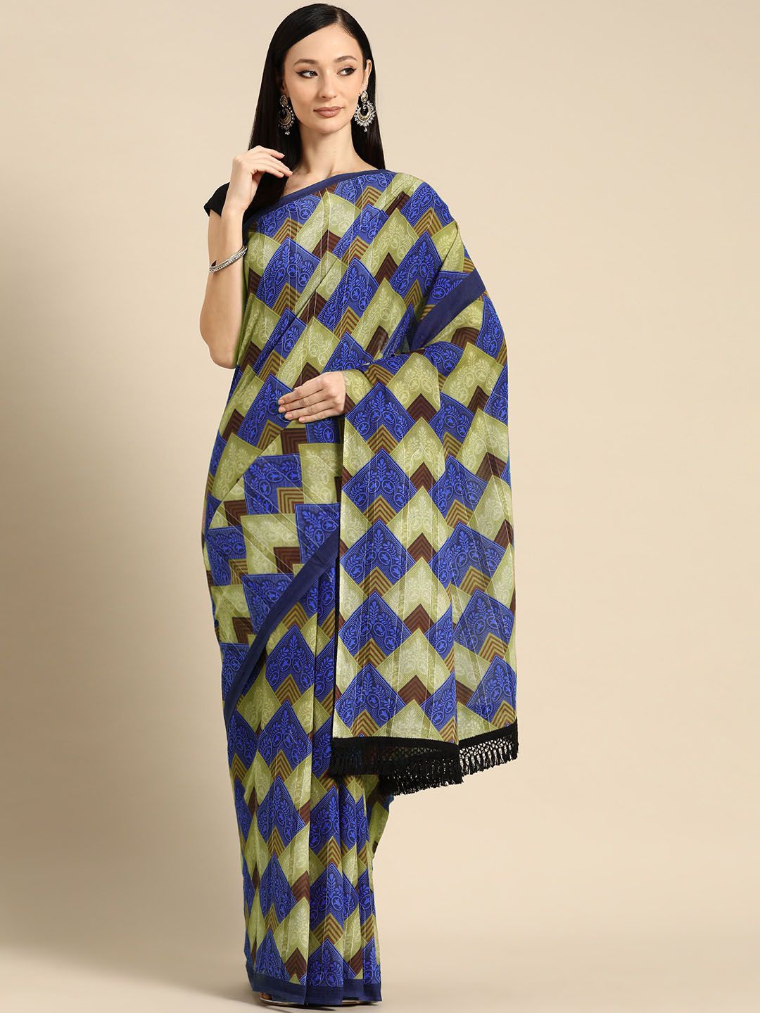 

BUTA BUTI Pure Cotton Saree, Blue