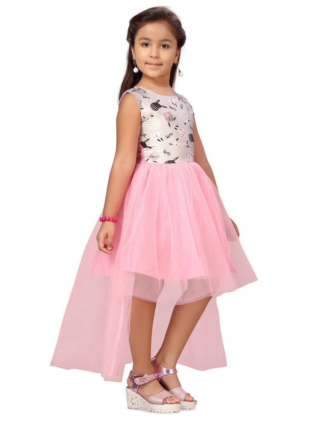 

BAESD Floral Net Fit & Flare Dress, Pink