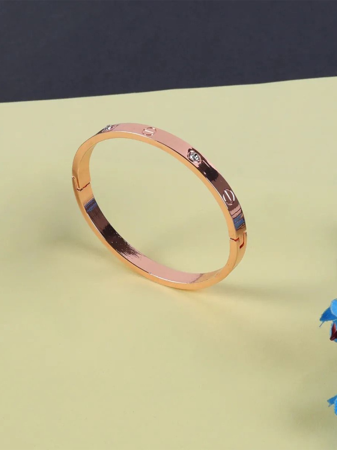 

Jewelz Rose Gold-Plated Stone Studded Bangle-Style Bracelet