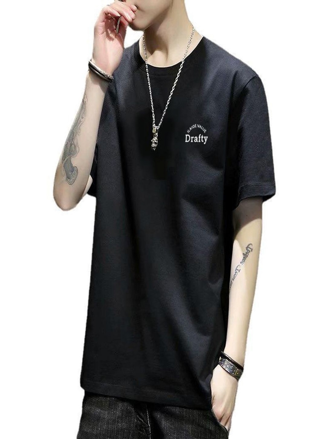

StyleCast Men Mandarin Collar T-shirt, Black
