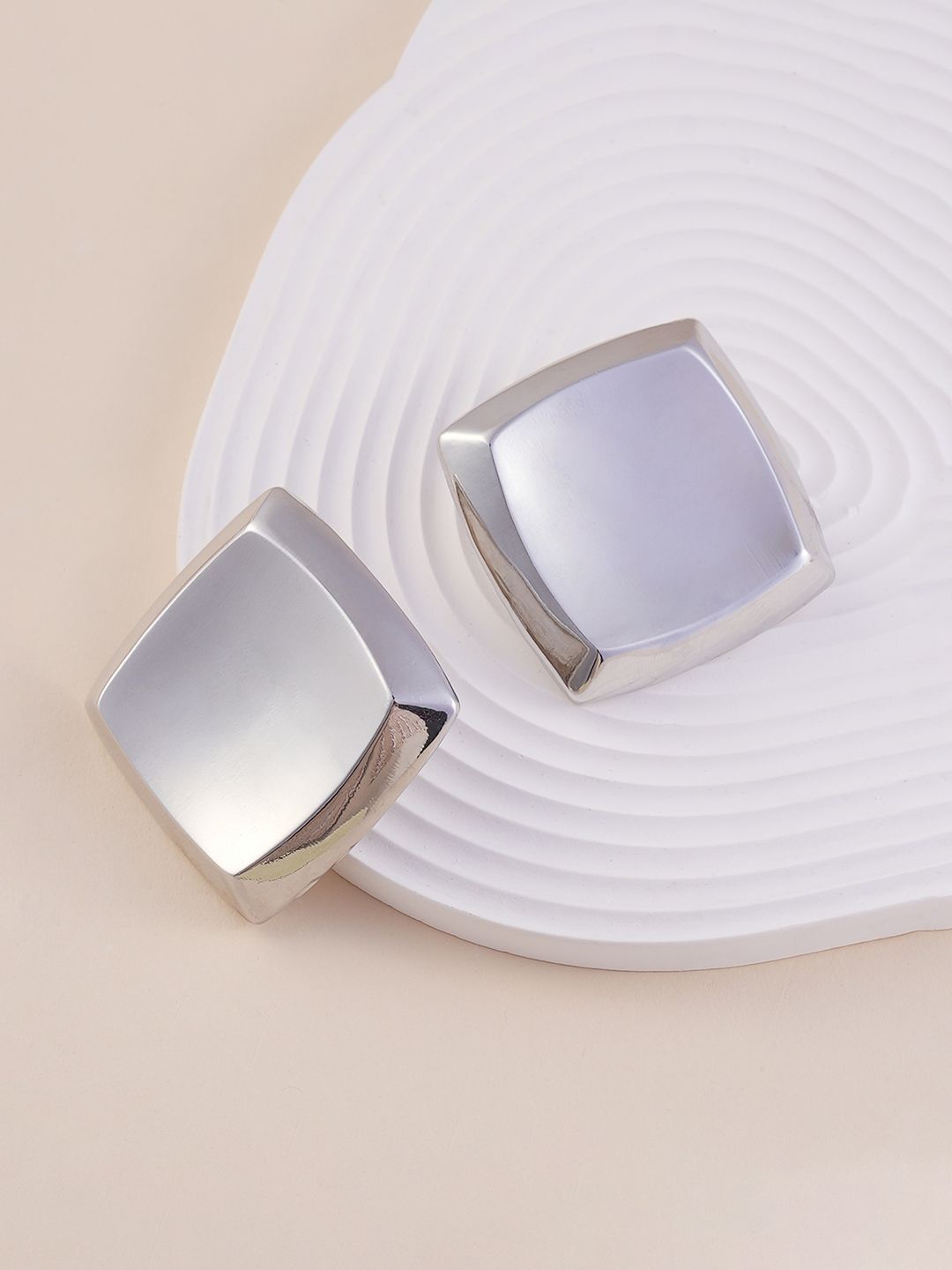 

SOHI Slab Silver-Plated Contemporary Studs
