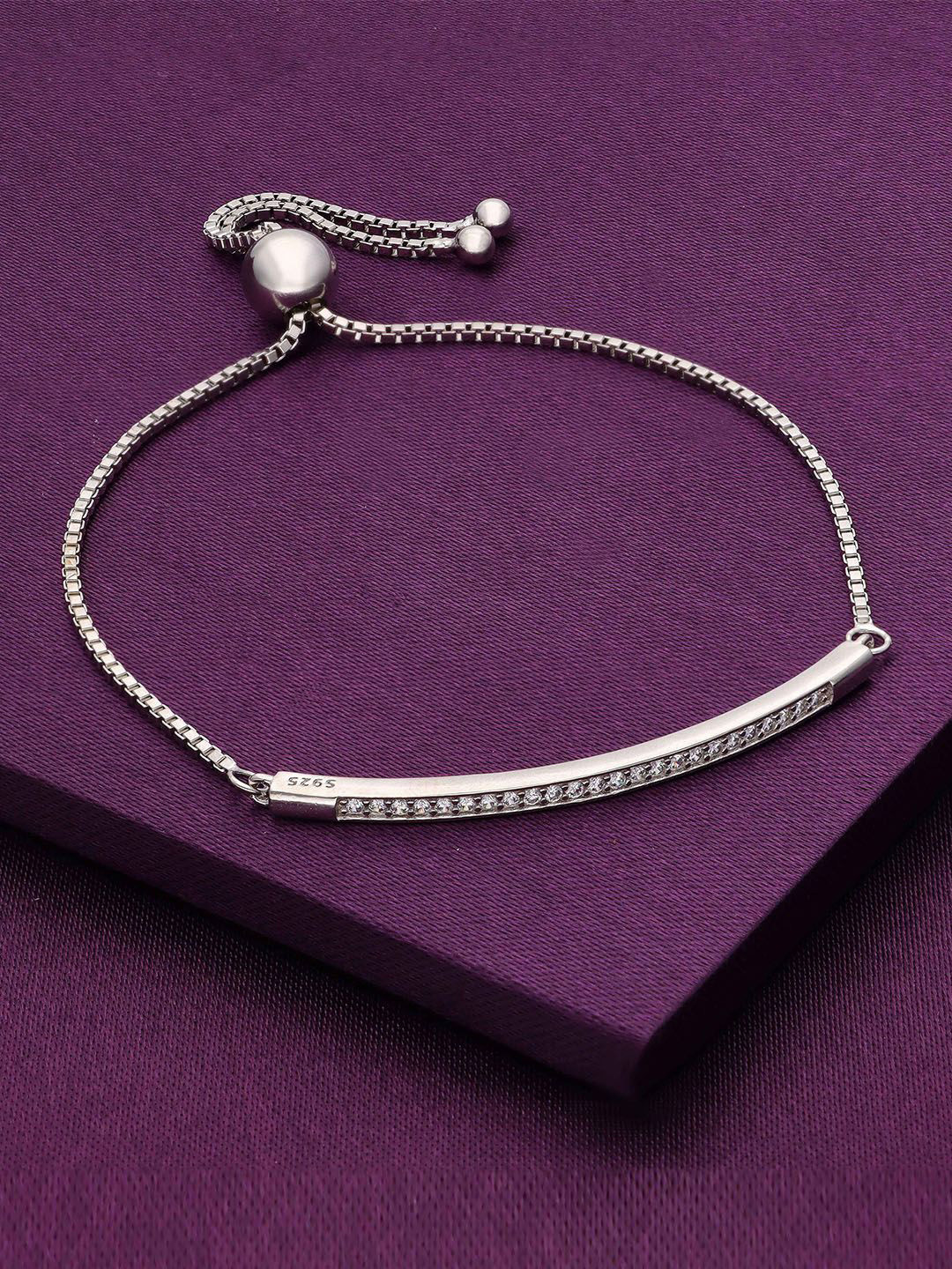 

KAI JEWEL 925 Sterling Silver Rhodium-Plated Cubic Zirconia Studded Wraparound Bracelet