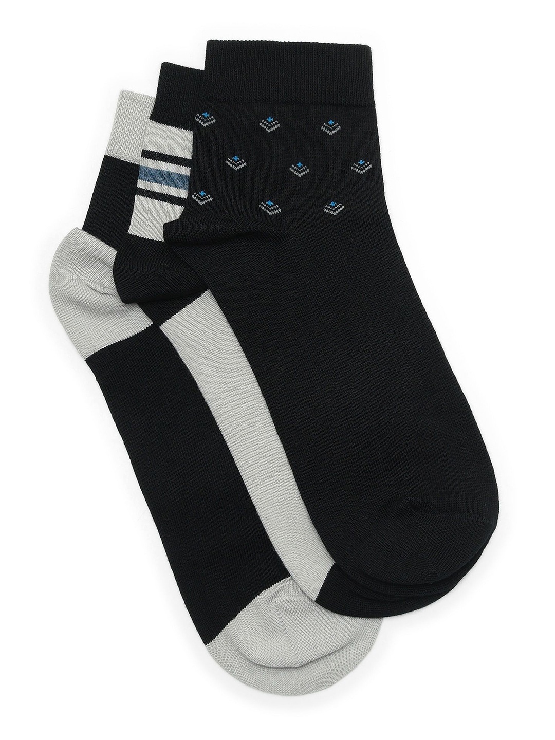 

Arrow Men Pack Of 3 Patterned Pure Cotton Ankle-Length Socks, Black