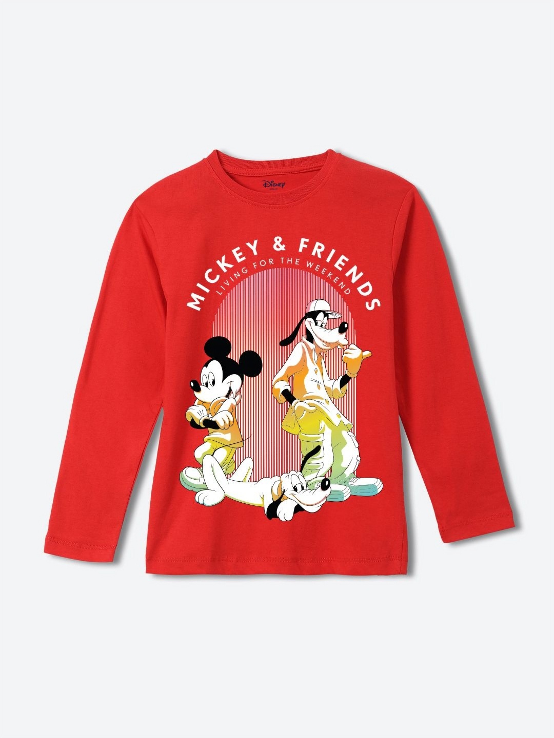 

YK Disney Boys Graphic Printed Round Neck Pure Cotton T-shirt, Red
