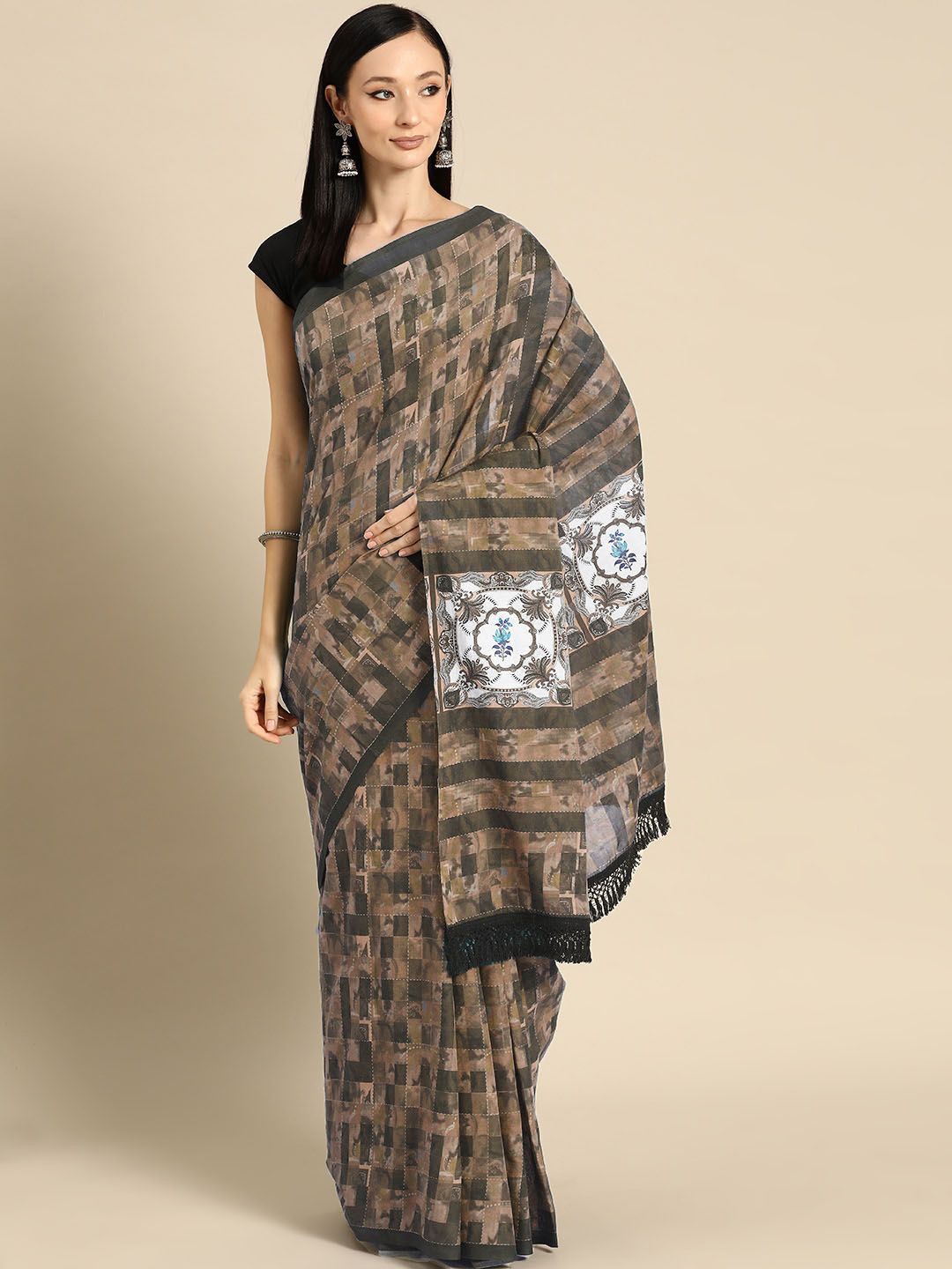 

BUTA BUTI Pure Cotton Saree, Copper