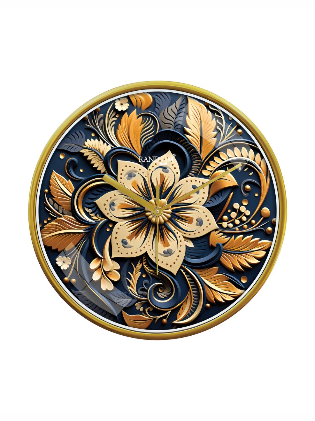 

RANDOM Printed Round Shaped Sweep Silent Movement Contemporary Wall Clock, Gold