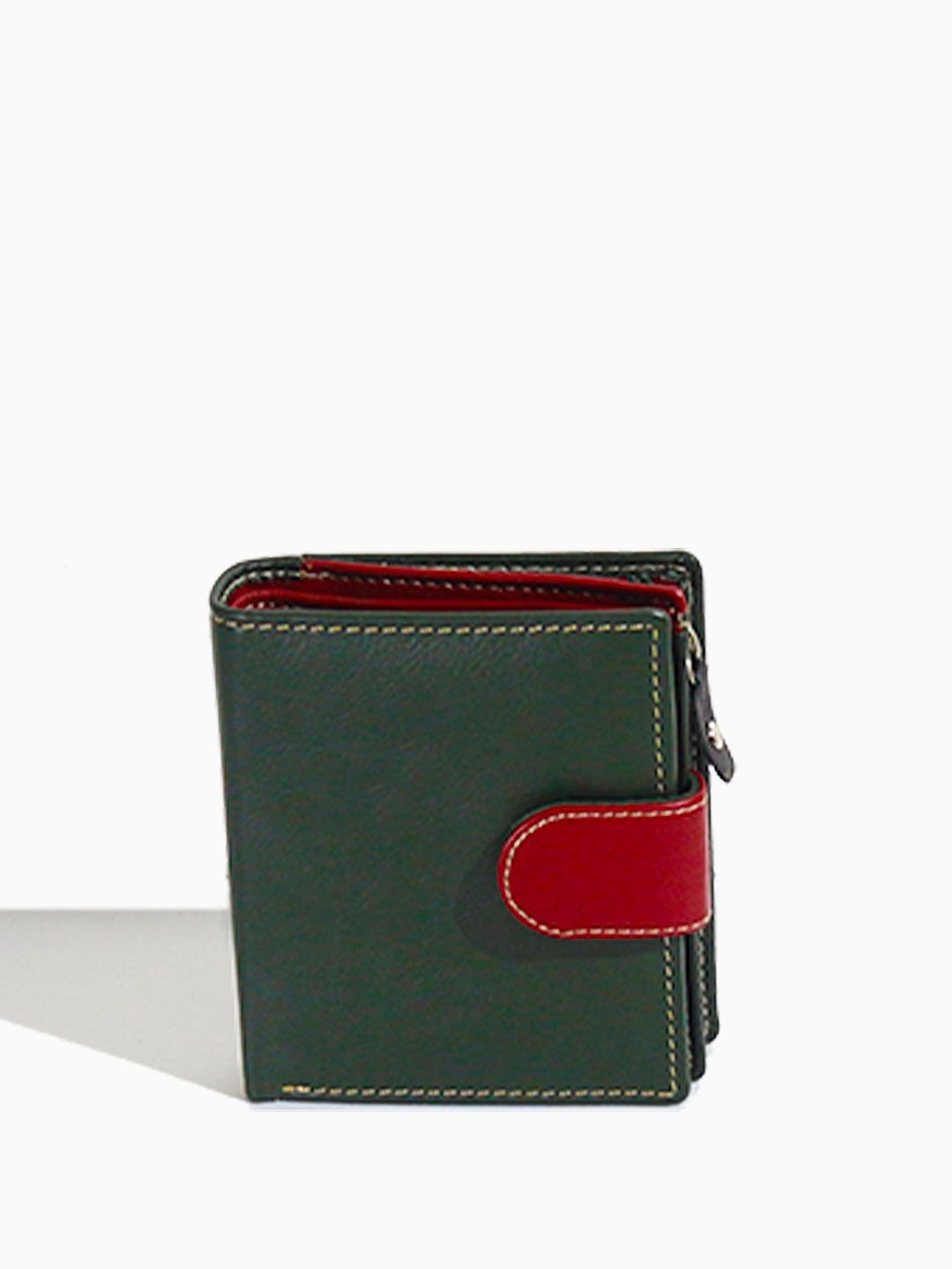 

VASKA Women Solid Colourblocked Leather Two Fold Wallet, Green